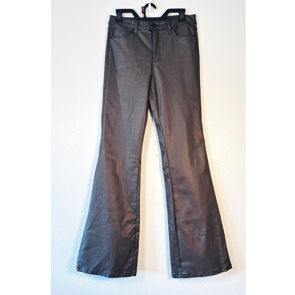 Kut from the Kloth Ana High Rise Fab Ab Flare Coated Metallic Bronze Pants 6